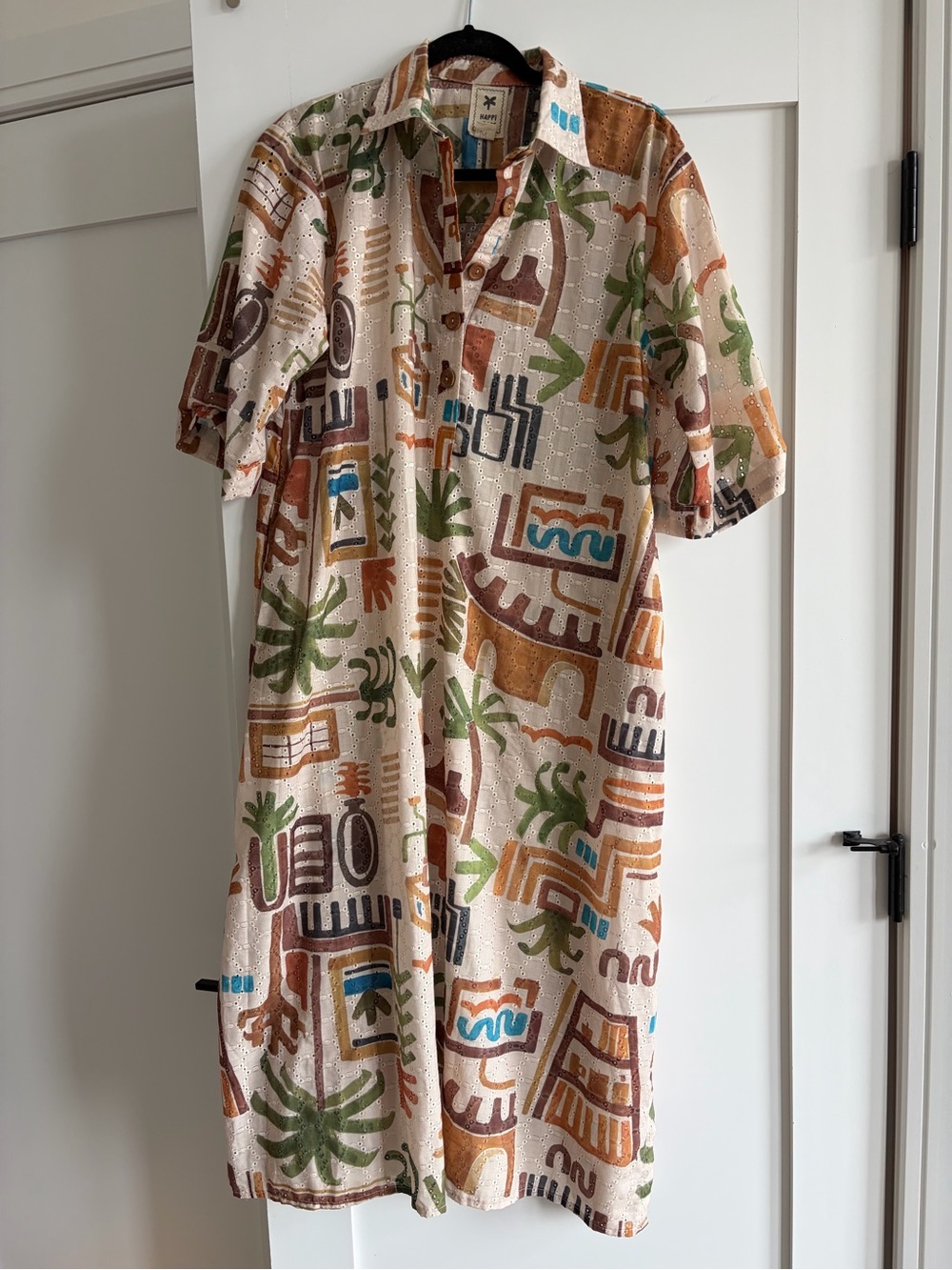 Printed Short-Sleeve Midi Dress - Picture 3 of 6